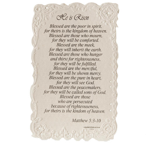 He is Risen holy card with prayer in ENGLISH 2