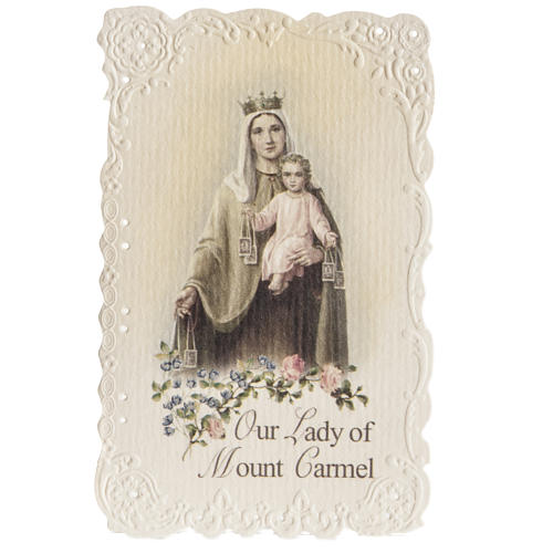 Our Lady of Mount Carmel holy card with prayer in ENGLISH 1