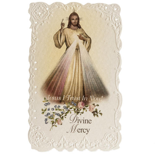 Divine Mercy holy card with prayer in ENGLISH 1