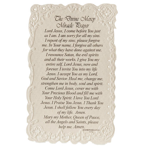 Divine Mercy holy card with prayer in ENGLISH 2