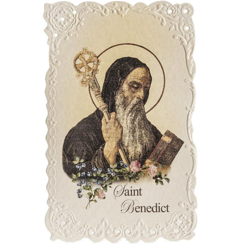 Saint Benedict holy card with prayer in ENGLISH 1