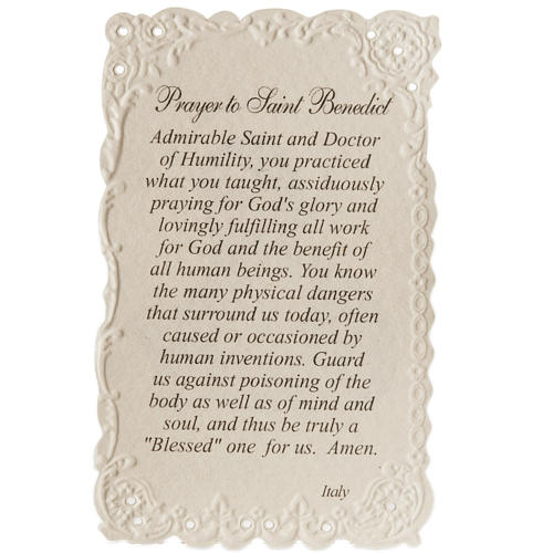 Saint Benedict holy card with prayer in ENGLISH 2