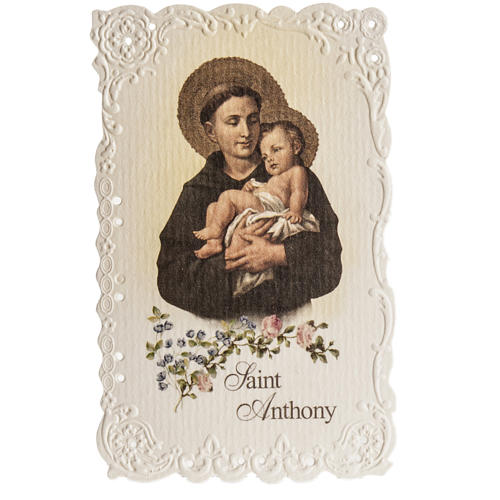 Saint Anthony holy card with prayer in ENGLISH 1
