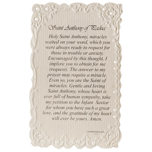 Santino Saint Anthony con preghiera (inglese) 2