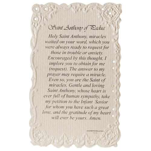 Saint Anthony holy card with prayer in ENGLISH 2