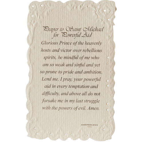 Saint Michael holy card with prayer in ENGLISH 2