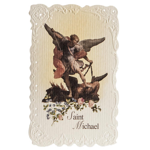 Saint Michael holy card with prayer in ENGLISH 1