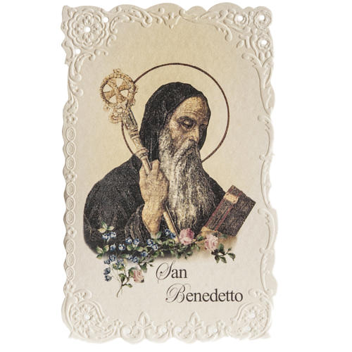 Holy card, Saint Benedict with prayer 1