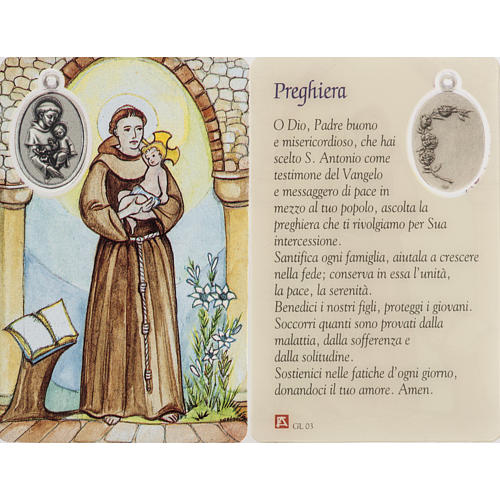 Holy card, Saint Anthony, laminated with prayer ITA 1