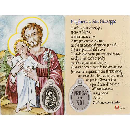 Holy card, Saint Joseph with prayer, laminated 1