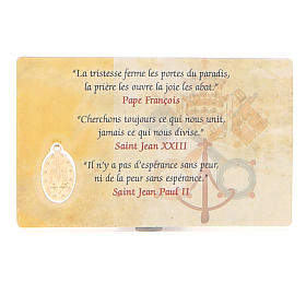 Holy card, Three Popes and Miraculous Medal, FRENCH 8,5x5,4 cm