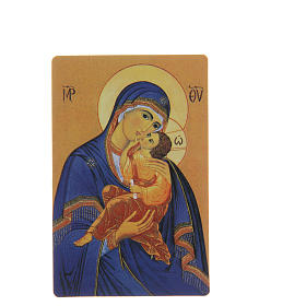 STOCK Estampa religiosa Virgen Capa azul plastificada cm 8,5x5,4