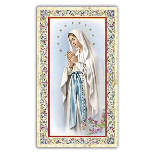 Heiligenbildchen, Muttergottes von Lourdes, 10x5 cm, Gebet in italienischer Sprache 1