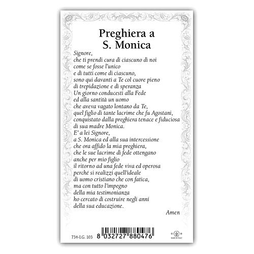 Heiligenbildchen, Heilige Monika, 10x5 cm, Gebet in italienischer Sprache 2