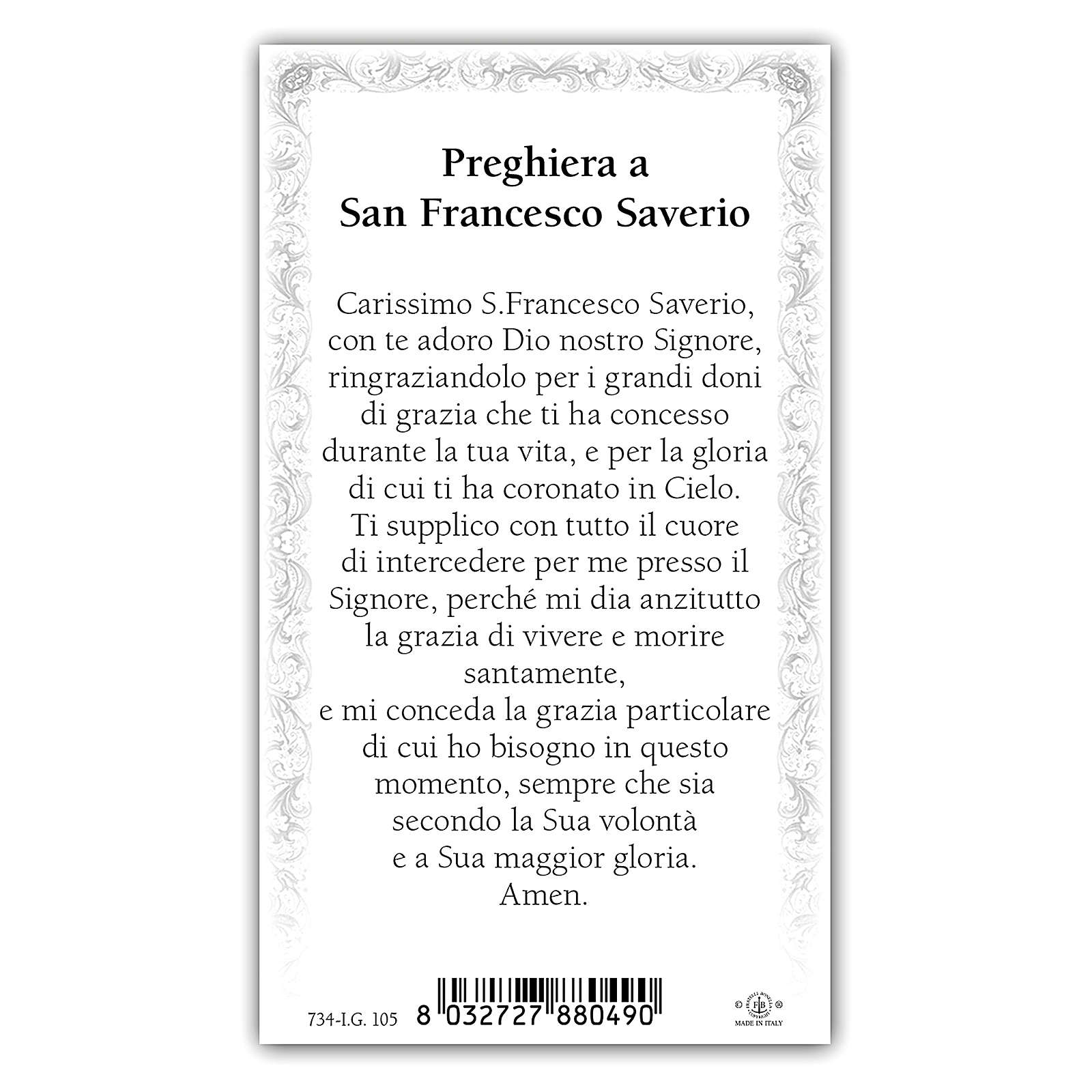 Holy card, Saint Francis Xavier, Prayer ITA, 10x5 cm online sales on