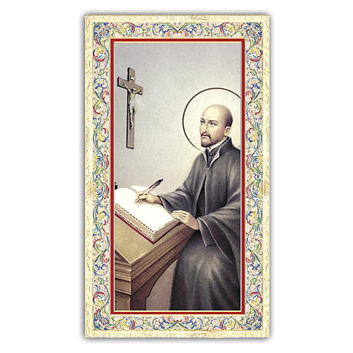 Heiligenbildchen, Heiliger Ignatius von Loyola, 10x5 cm, Gebet in italienischer Sprache 1