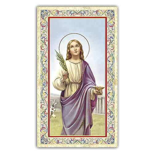 Heiligenbildchen, Heilige Lucia, 10x5 cm, Gebet in italienischer Sprache 1