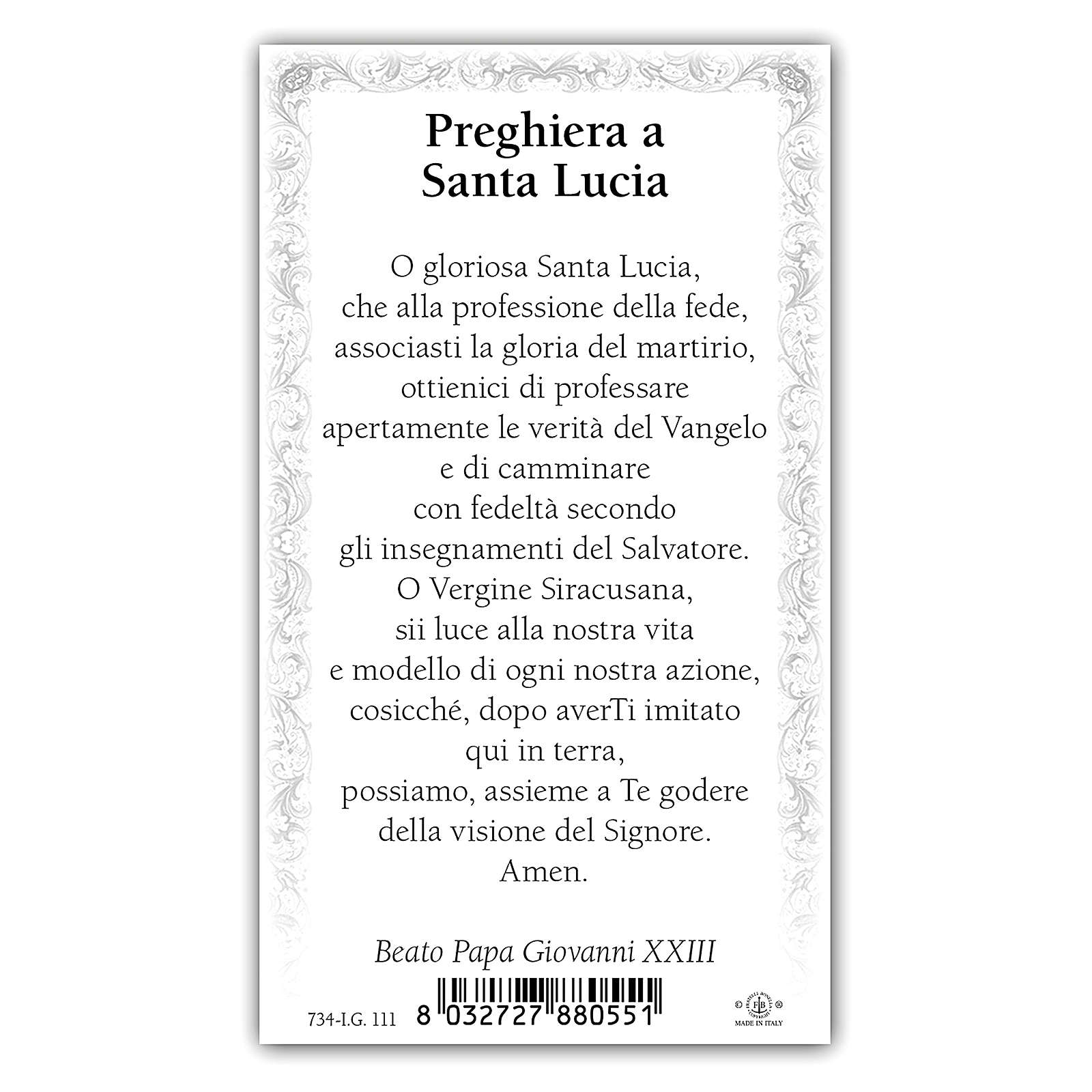 Santino Santa Lucia 10x5 Cm Vendita Online Su Holyart