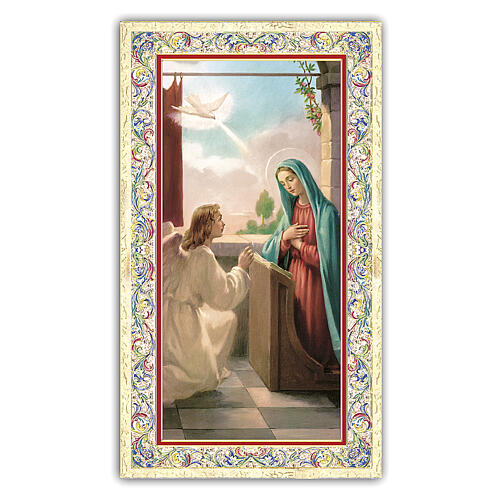 Heiligenbildchen, Verkündigung des Herrn, 10x5 cm, Gebet in italienischer Sprache 1