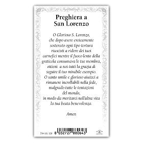 Heiligenbildchen, Heiliger Laurentius von Rom, 10x5 cm, Gebet in italienischer Sprache