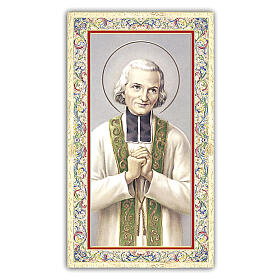 Heiligenbildchen, Heiliger Jean-Marie Vianney, 10x5 cm, Gebet in italienischer Sprache
