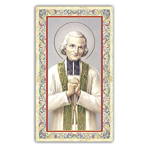 Heiligenbildchen, Heiliger Jean-Marie Vianney, 10x5 cm, Gebet in italienischer Sprache 1