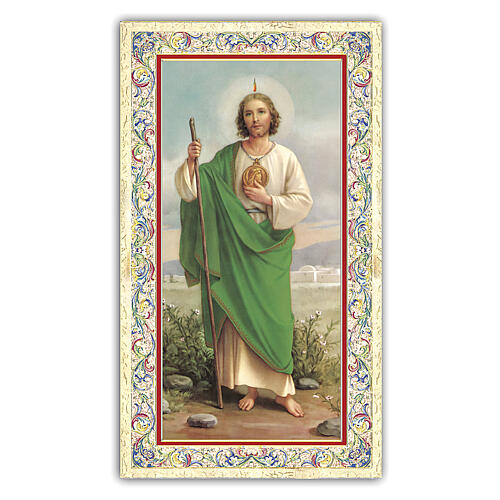 Heiligenbildchen, Heiliger Judas Thaddäus, 10x5 cm, Gebet in italienischer Sprache 1