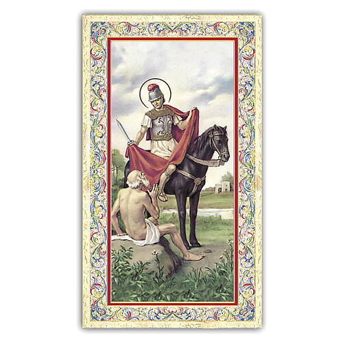 Heiligenbildchen, Heiliger Martin, 10x5 cm, Gebet in italienischer Sprache 1