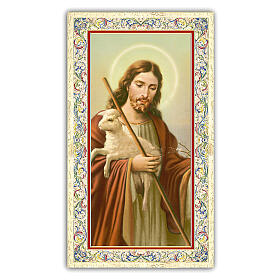Heiligenbildchen, Guter Hirte, 10x5 cm, Gebet in italienischer Sprache