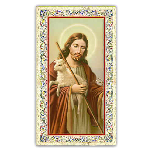 Holy card, Christ the Good Shepherd, Prayer ITA 10x5 cm 1