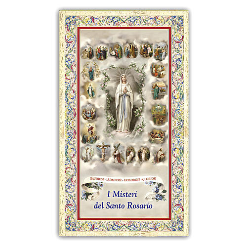 Heiligenbildchen, Rosenkranzmadonna, 10x5 cm, Gebet in italienischer Sprache 1