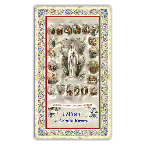 Image votive Notre-Dame du Rosaire avec miniatures 20 mystères 10x5 cm 1