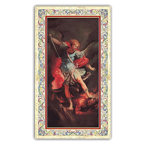 Heiligenbildchen, Heiliger Erzengel Michael, 10x5 cm, Gebet in italienischer Sprache 1