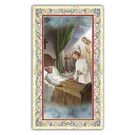 Heiligenbildchen, Jesus am Krankenbett, symbolische Darstellung, I, 10x5 cm, Gebet in italienischer Sprache