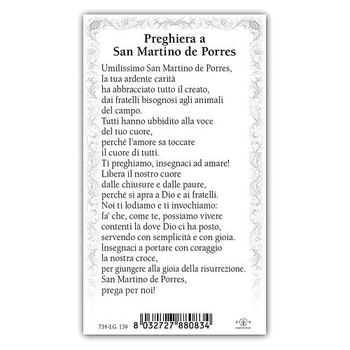 Heiligenbildchen, Heiliger Martin von Porres, 10x5 cm, Gebet in italienischer Sprache 2