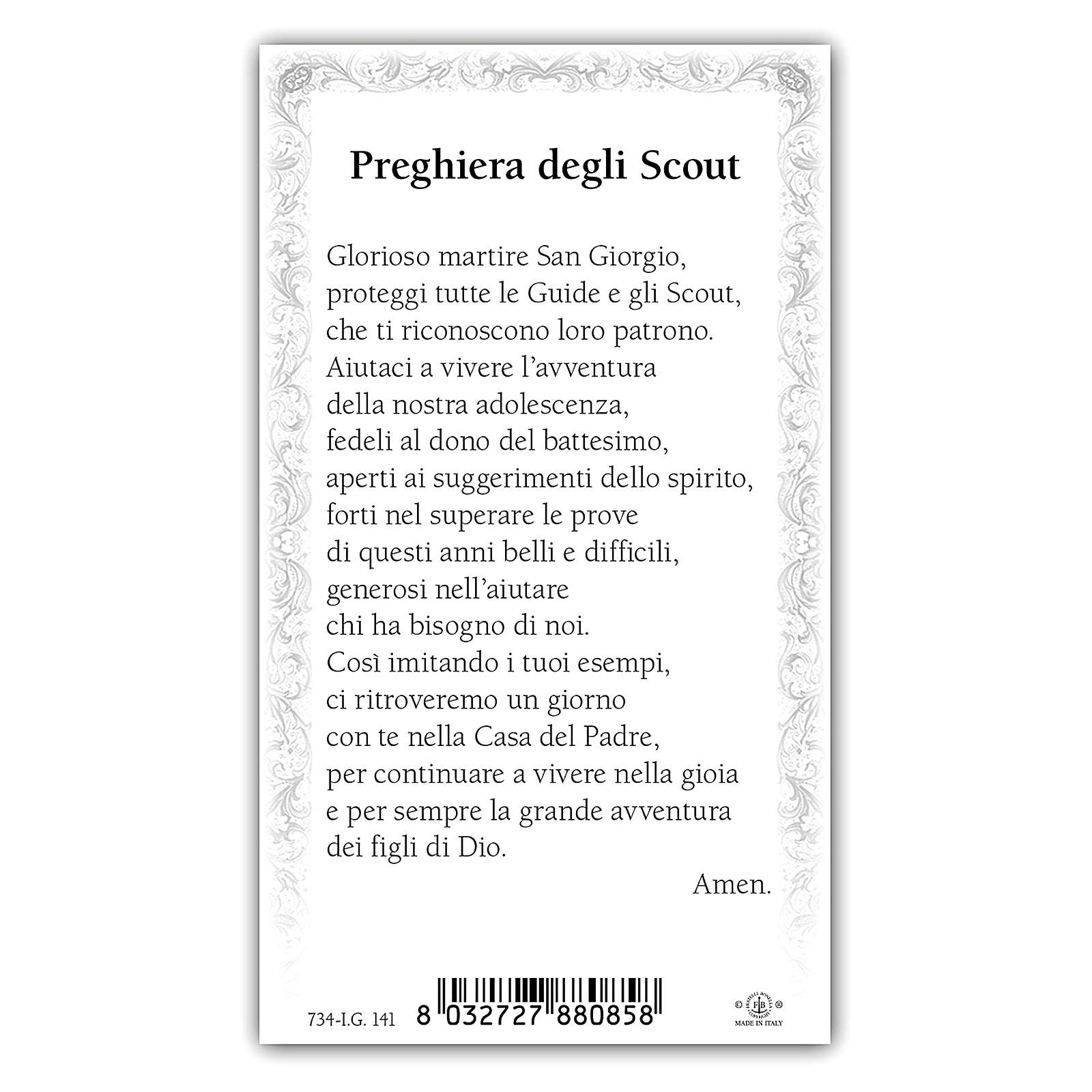 Holy card, Saint Prayer ITA 10x5 cm online sales on HOLYART.co.uk