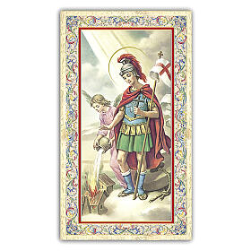 Heiligenbildchen, Heiliger Florian, 10x5 cm, Gebet in italienischer Sprache