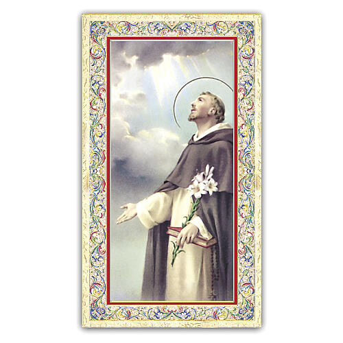Heiligenbildchen, Heiliger Dominikus, 10x5 cm, Gebet in italienischer Sprache 1