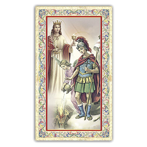 Heiligenbildchen, Heilige Barbara & Heiliger Florian, 10x5 cm, Gebet in italienischer Sprache 1