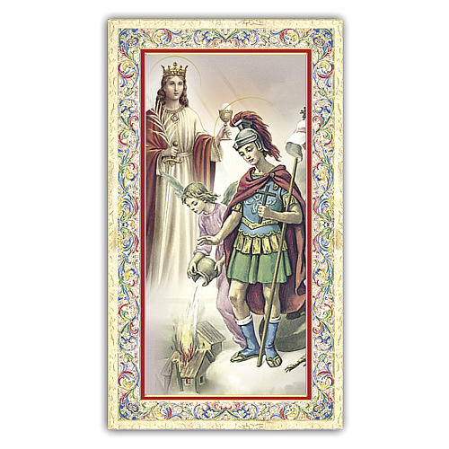Holy card, Saint Barbara and Saint Florian, Prayer ITA 10x5 cm 1