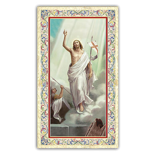 Heiligenbildchen, Auferstehung Jesu Christi, 10x5 cm, Gebet in italienischer Sprache 1