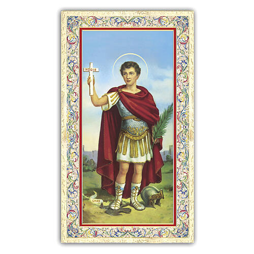Heiligenbildchen, Heiliger Expedit, 10x5 cm, Gebet in italienischer Sprache 1