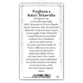 Holy card, Saint Kateri Tekawitha, Prayer ITA 10x5 cm