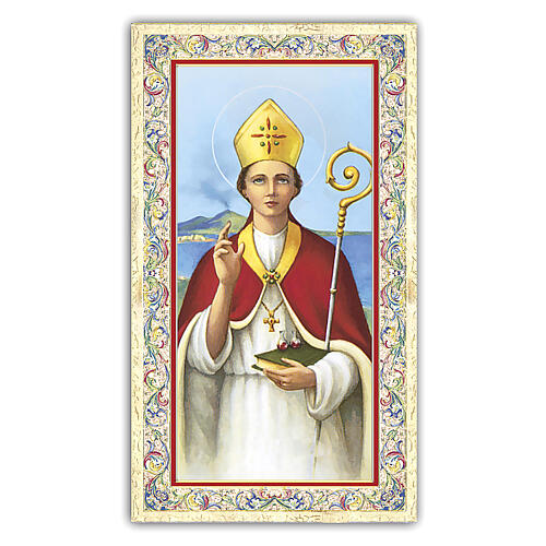 Heiligenbildchen, Heiliger Januarius, 10x5 cm, Gebet in italienischer Sprache 1