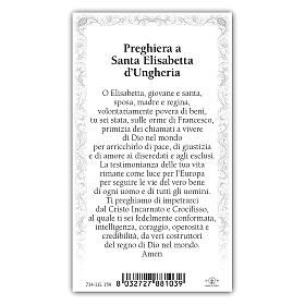 Heiligenbildchen, Heilige Elisabeth von Thüringen, 10x5 cm, Gebet in italienischer Sprache
