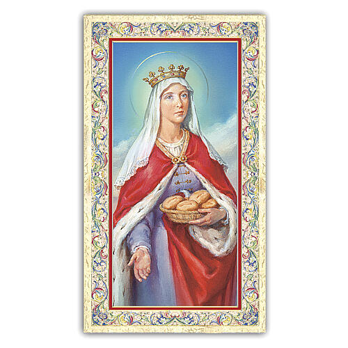 Heiligenbildchen, Heilige Elisabeth von Thüringen, 10x5 cm, Gebet in italienischer Sprache 1