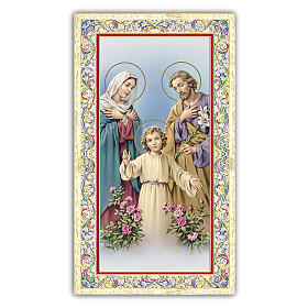 Holy card, Holy Family, Decalogue of the Family ITA, 10x5 cm