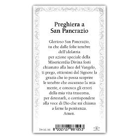 Heiligenbildchen, Heiliger Pankratius, 10x5 cm, Gebet in italienischer Sprache