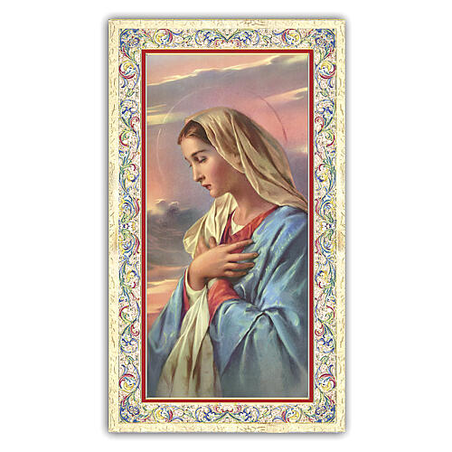 Heiligenbildchen, Muttergottes im Gebet, 10x5 cm, Gebet in italienischer Sprache 1