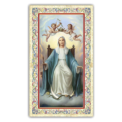 Holy card, Mary Queen of Angels, Prayer ITA, 10x5 cm 1